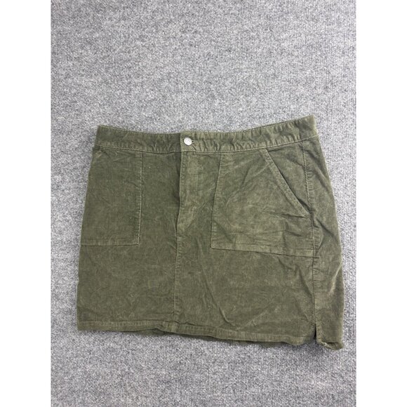 Mountain Khakis Corduroy Skirt Women's Large Green Short Mini Pockets Stretch - Picture 1 of 7